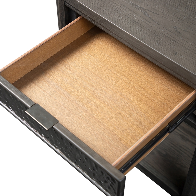 Furniture of America Selyra Wood 1-Drawer Gray End Table with Shelf