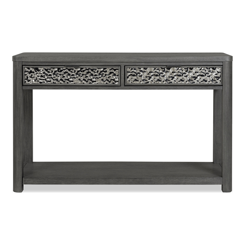 Furniture of America Selyra Wood 2-Drawer Gray Sofa Table with Shelf