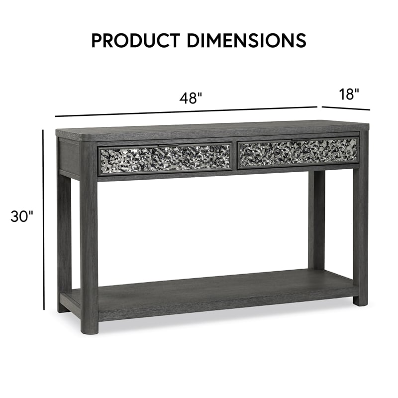 Furniture of America Selyra Wood 2-Drawer Gray Sofa Table with Shelf