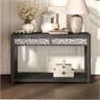 Furniture of America Selyra Wood 2-Drawer Gray Sofa Table with Shelf