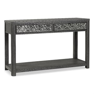 Furniture of America Selyra Wood 2-Drawer Gray Sofa Table with Shelf