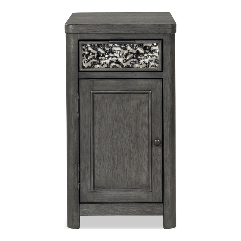 Furniture of America Selyra Wood Gray Chairside Table with Charging Port and USB