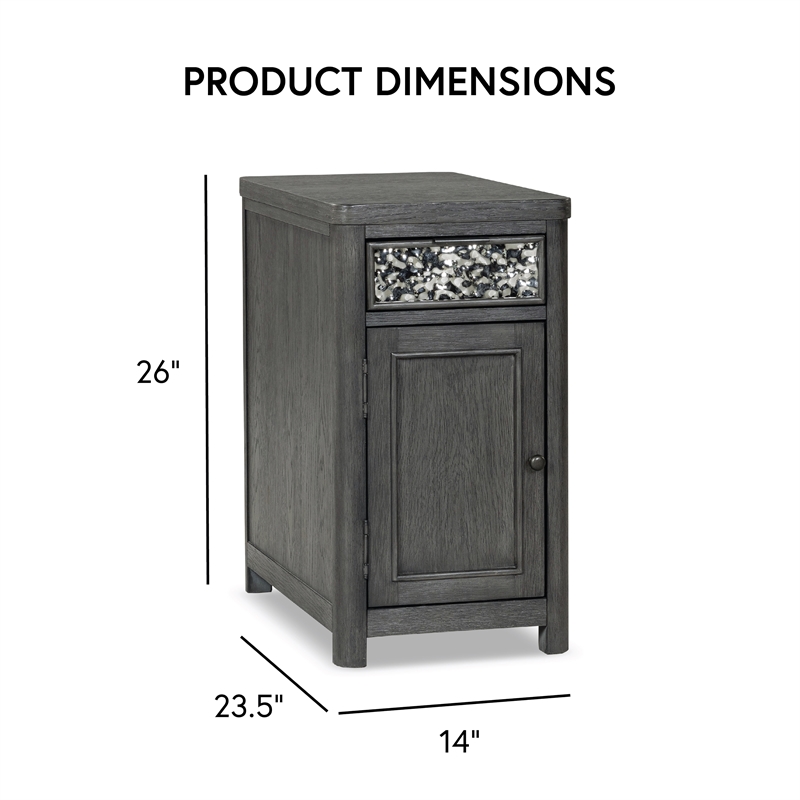 Furniture of America Selyra Wood Gray Chairside Table with Charging Port and USB