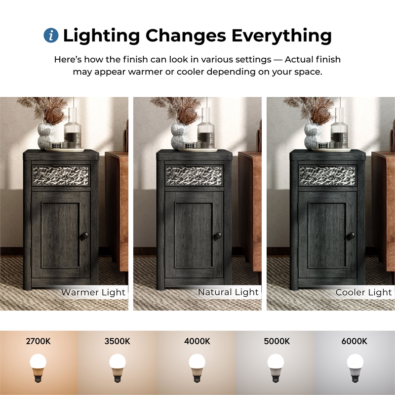 Furniture of America Selyra Wood Gray Chairside Table with Charging Port and USB