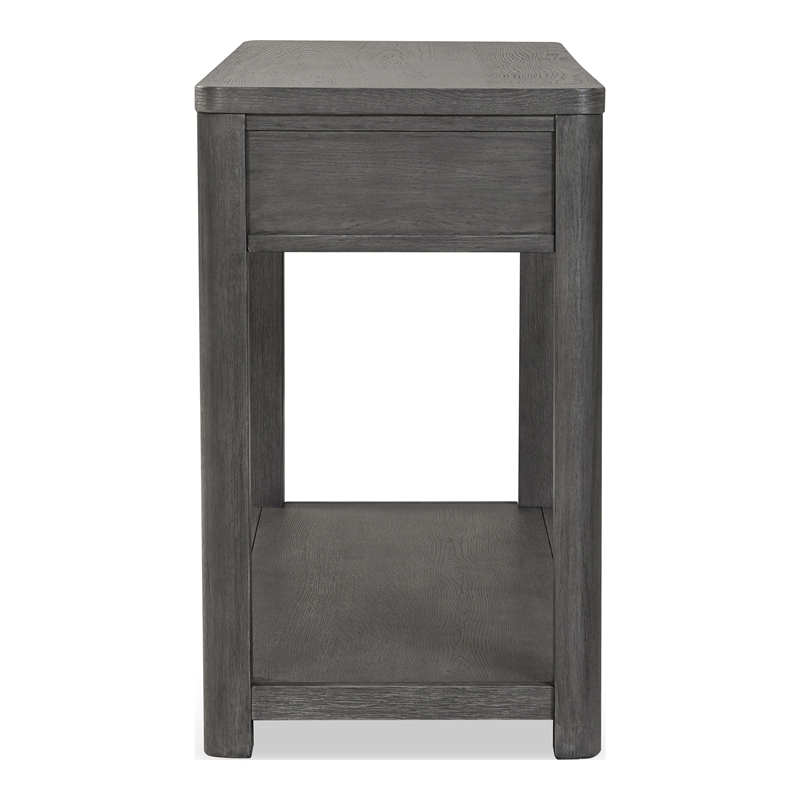 Furniture of America Selyra Wood Gray Chairside Table with Charging Port and USB