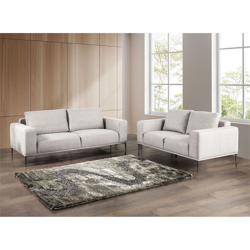 Furniture of America Elhole FSC and OEKO TEX Chenille 2-Piece Sofa Set in Gray