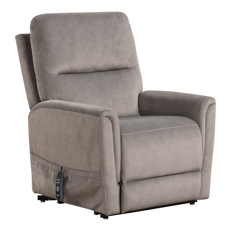 Furniture of America Nightfall Gray Fabric Power Lift Recliner with USB Port