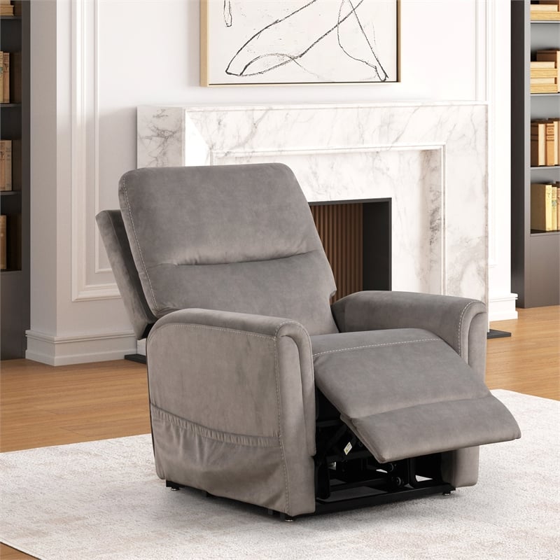Furniture of America Nightfall Gray Fabric Power Lift Recliner with USB Port