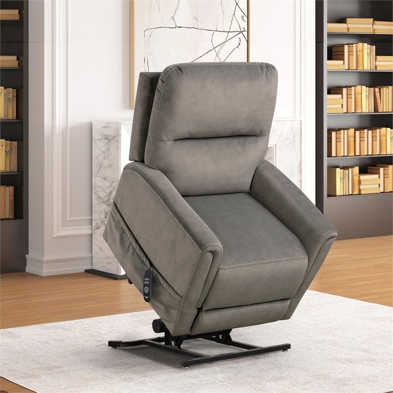 Furniture of America Nightfall Gray Fabric Power Lift Recliner with USB Port