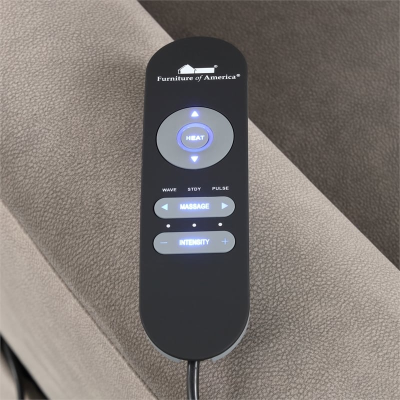 Furniture of America Nightfall Gray Fabric Power Lift Recliner with USB Port