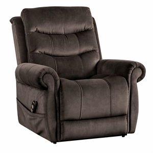 Furniture of America Sunbeam Fabric Power Lift Recliner in Dark Gray