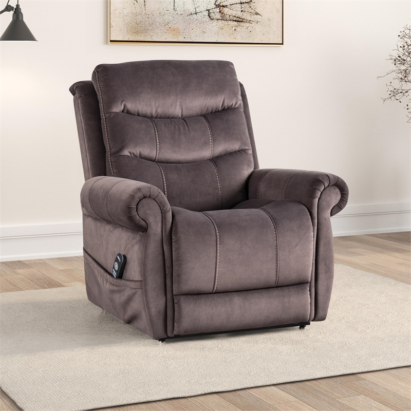 Furniture of America Sunbeam Fabric Power Lift Recliner in Dark Gray