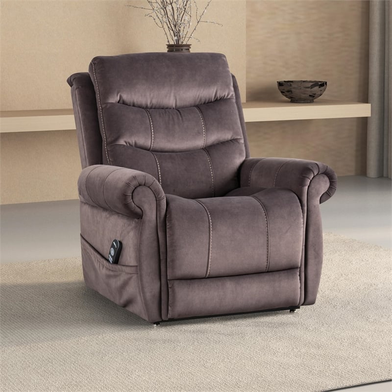 Furniture of America Sunbeam Fabric Power Lift Recliner in Dark Gray