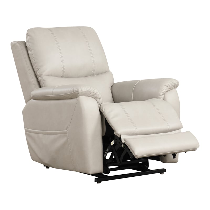 Furniture of America Moonrise Faux Leather Power Lift USB Recliner in Light Gray