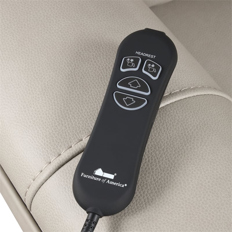 Furniture of America Moonrise Faux Leather Power Lift USB Recliner in Light Gray