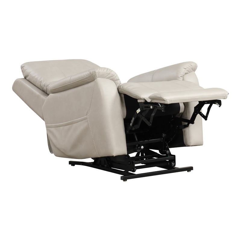 Furniture of America Moonrise Faux Leather Power Lift USB Recliner in Light Gray