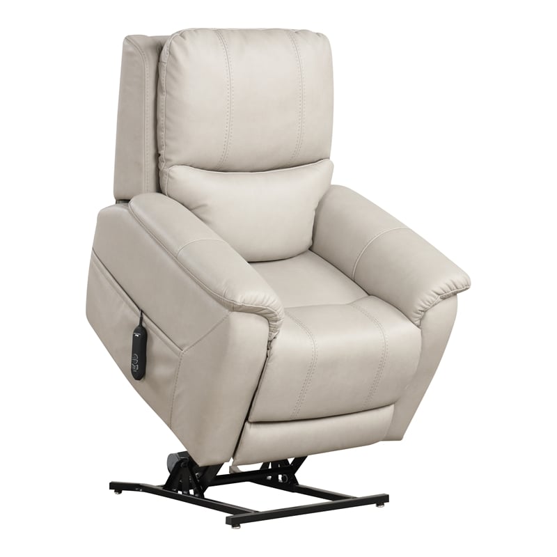 Furniture of America Moonrise Faux Leather Power Lift USB Recliner in Light Gray