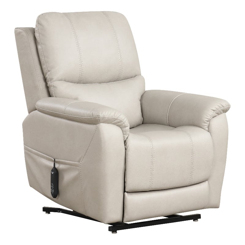 Furniture of America Moonrise Faux Leather Power Lift USB Recliner in Light Gray