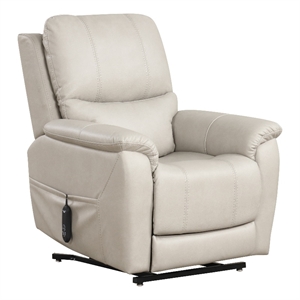 Furniture of America Moonrise Faux Leather Power Lift USB Recliner in Light Gray