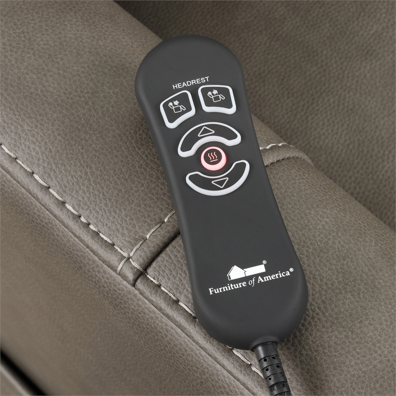 Furniture of America Hilltop Gray Faux Leather Power Lift Recliner with USB Port