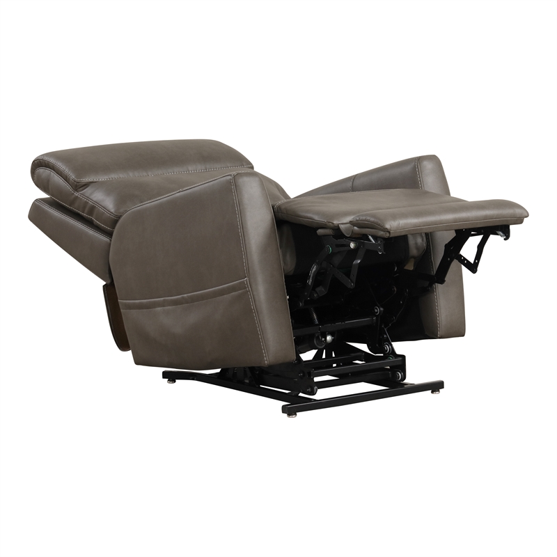 Furniture of America Hilltop Gray Faux Leather Power Lift Recliner with USB Port