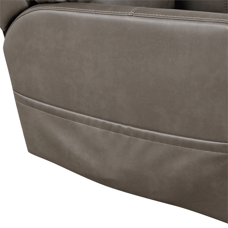 Furniture of America Hilltop Gray Faux Leather Power Lift Recliner with USB Port