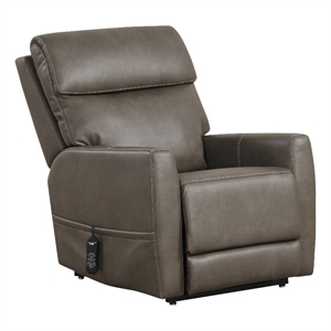 Furniture of America Hilltop Gray Faux Leather Power Lift Recliner with USB Port