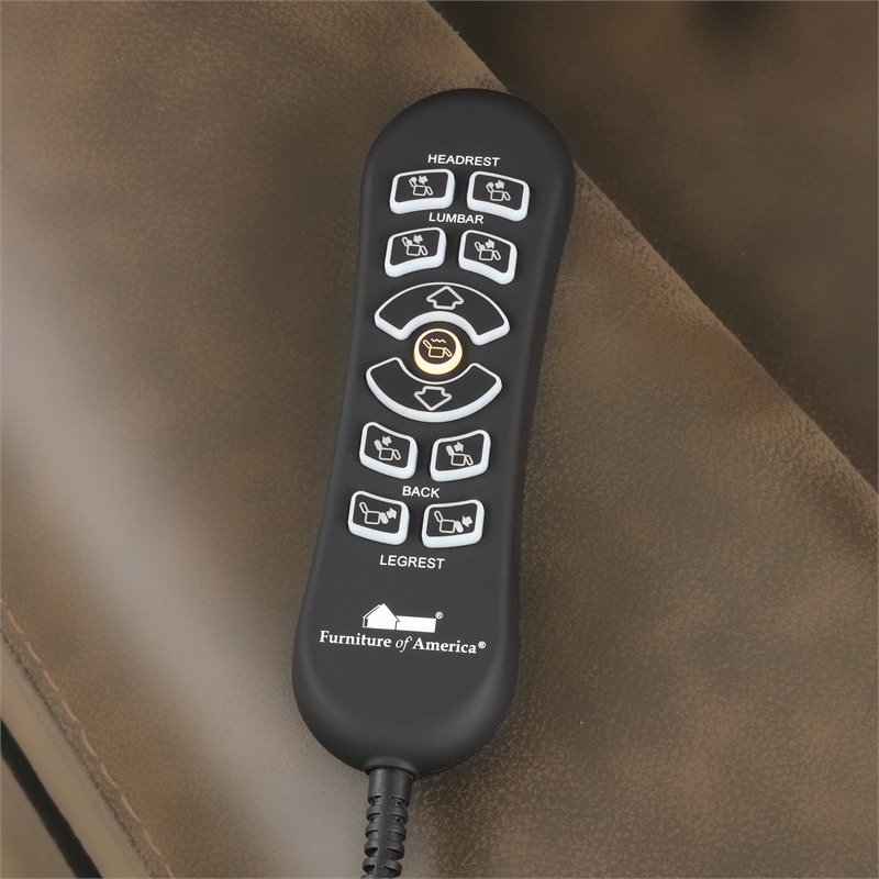 Furniture of America Starbright Brown Faux Leather Power Lift Recliner with USB