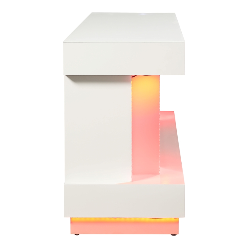 Furniture of America Raman Wood White 71-Inch TV Stand With Electric Fire Place