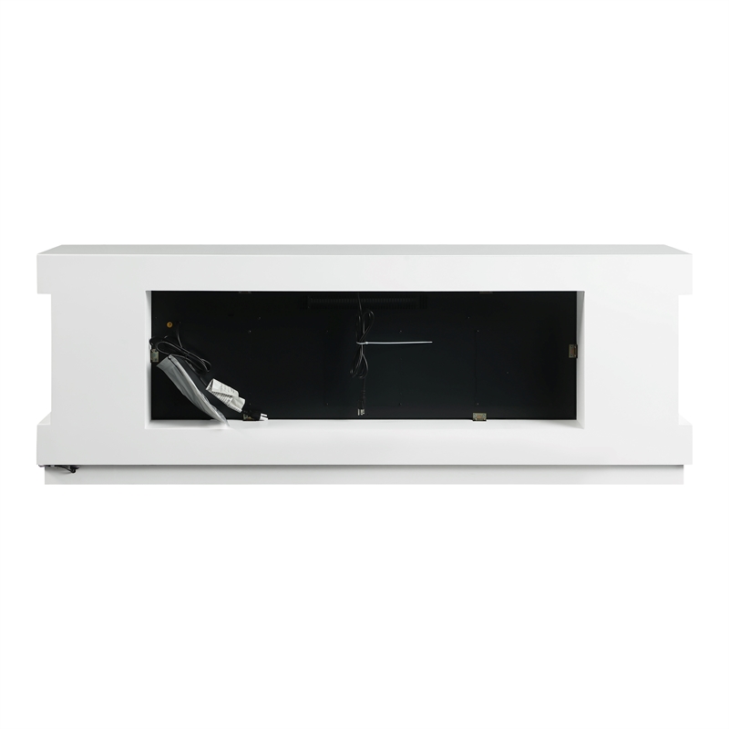 Furniture of America Raman Wood White 71-Inch TV Stand With Electric Fire Place