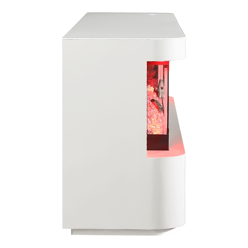 Furniture of America Alcala Wood White 71-Inch TV Stand With Electric Fire Place