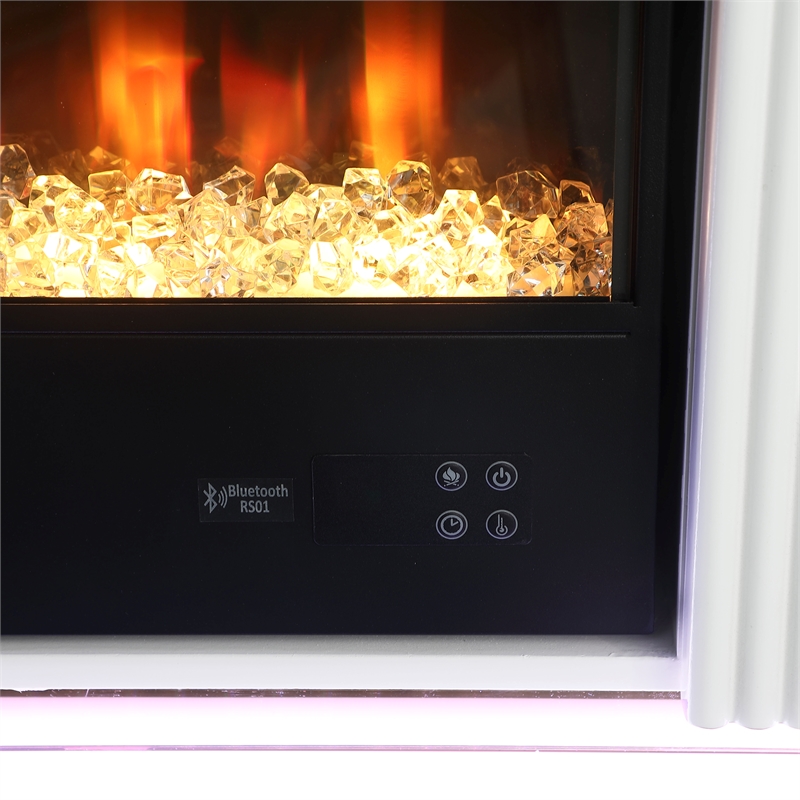 Furniture of America Denny Wood White 71-Inch TV Stand With Electric Fire Place