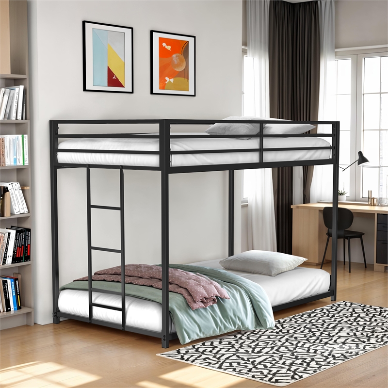 Furniture of America Celsior Metal Twin over Twin Bunk Bed in Black