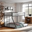 Furniture of America Pramit Metal Twin over Full Bunk Bed in Black