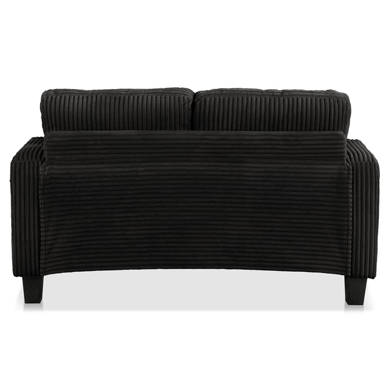 Furniture of America Reese Chenille Black Loveseat with Cup Holders