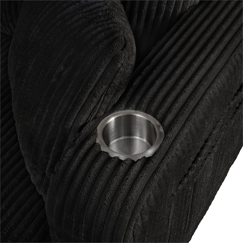 Furniture of America Reese Chenille Black Loveseat with Cup Holders