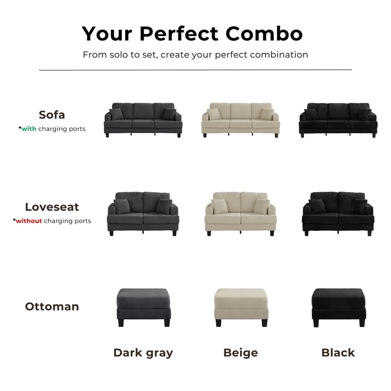 Furniture of America Reese Chenille Black Loveseat with Cup Holders