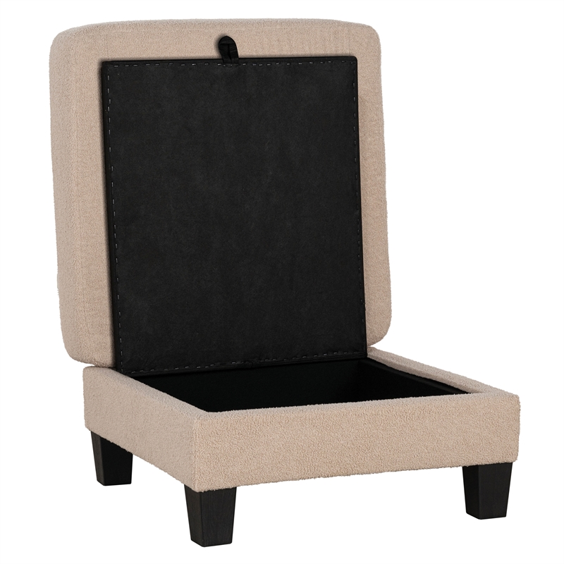 Furniture of America Reese Fabric and Wood Storage Ottoman in Beige