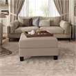 Furniture of America Reese Fabric and Wood Storage Ottoman in Beige