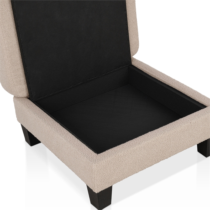 Furniture of America Reese Fabric and Wood Storage Ottoman in Beige