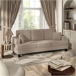 Furniture of America Reese Fabric Beige Sofa with Cup Holders and USBs