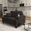 Furniture of America Reese Fabric and Wood Dark Gray Loveseat with Cup Holders