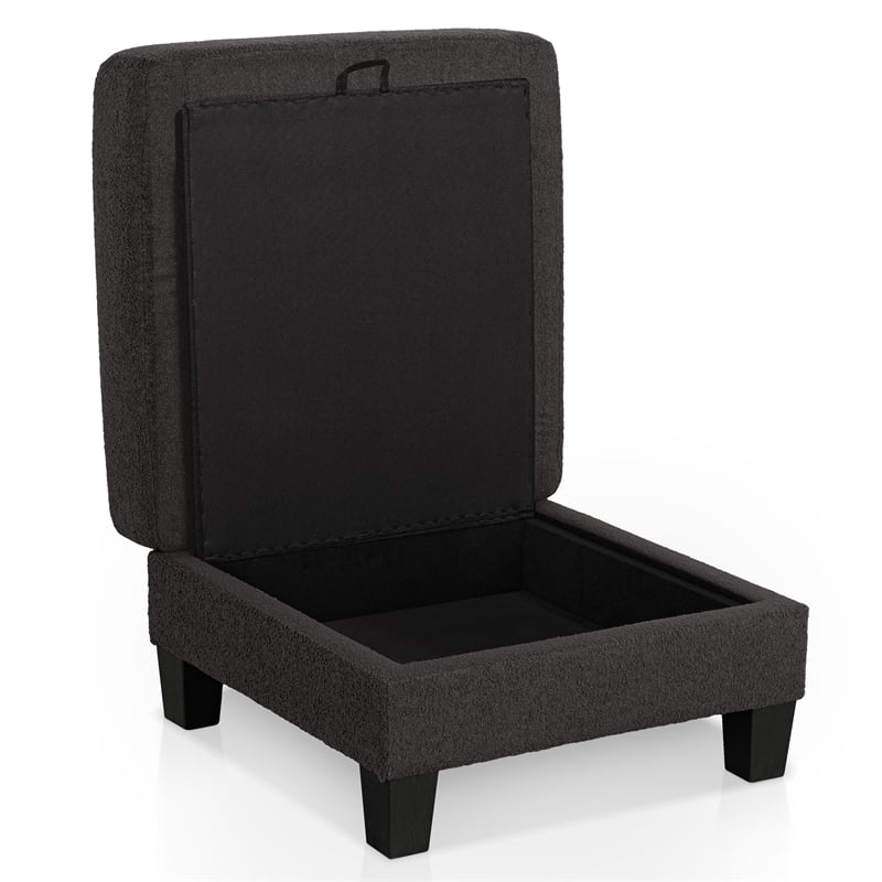 Furniture of America Reese Fabric and Wood Storage Ottoman in Dark Gray