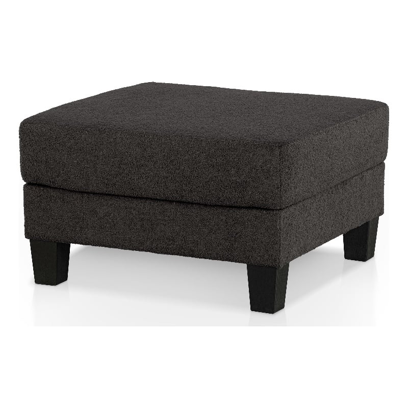 Furniture of America Reese Fabric and Wood Storage Ottoman in Dark Gray
