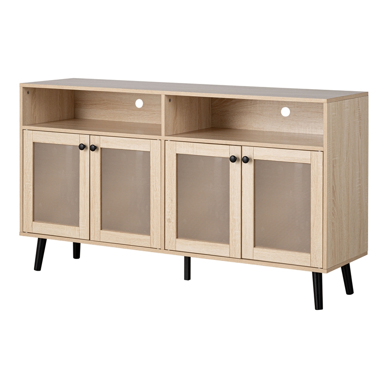 Furniture of America Evans Wood 56-Inch TV Stand with 4-Door in Natural