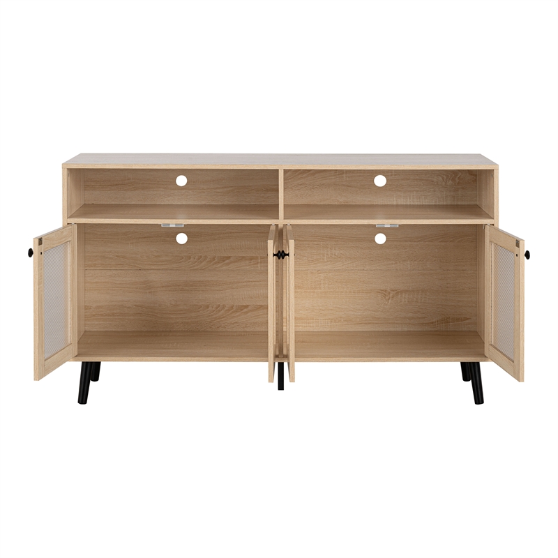 Furniture of America Evans Wood 56-Inch TV Stand with 4-Door in Natural