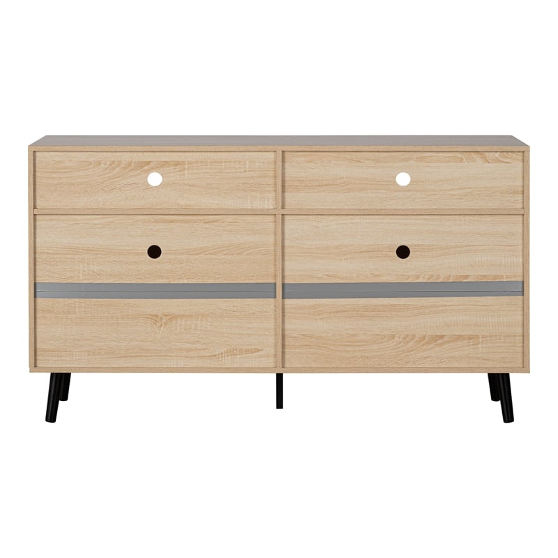 Furniture of America Evans Wood 56-Inch TV Stand with 4-Door in Natural