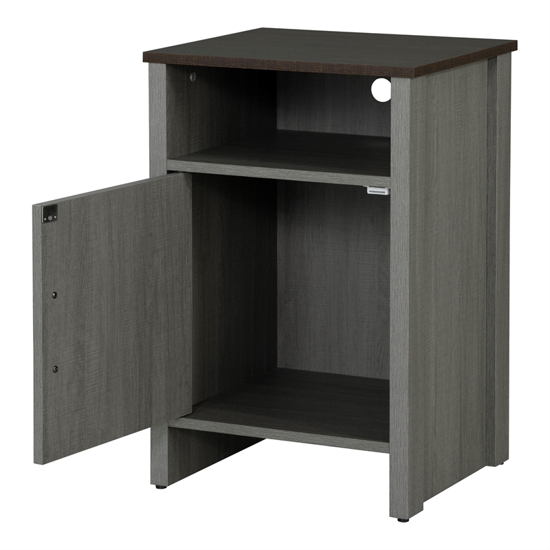 Furniture of America Cavill Wood Side Table with Shelf and Door in Gray