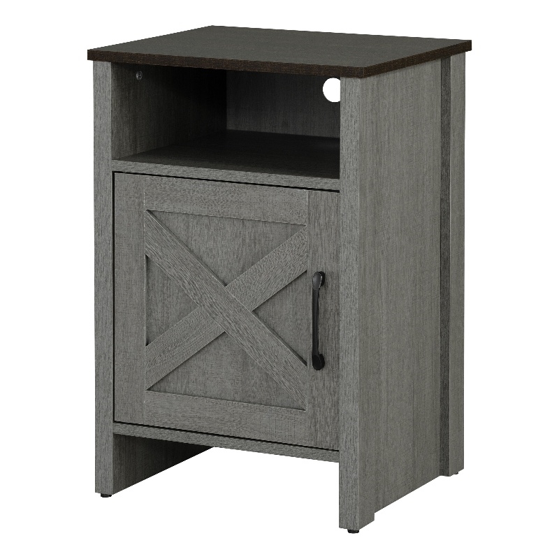 Furniture of America Cavill Wood Side Table with Shelf and Door in Gray