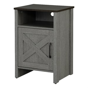 Furniture of America Cavill Wood Side Table with Shelf and Door in Gray